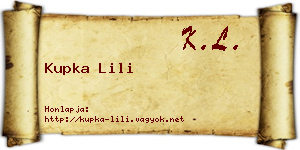 Kupka Lili névjegykártya